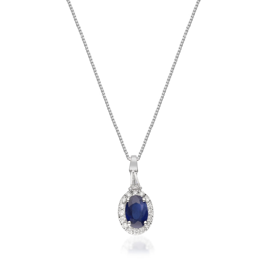 Ready to Ship Donna 8mm 14kt White Gold Blue Sapphire Necklace,Dainty Blue  Solitaire Necklace,September Birthstone,Anniversary Gift